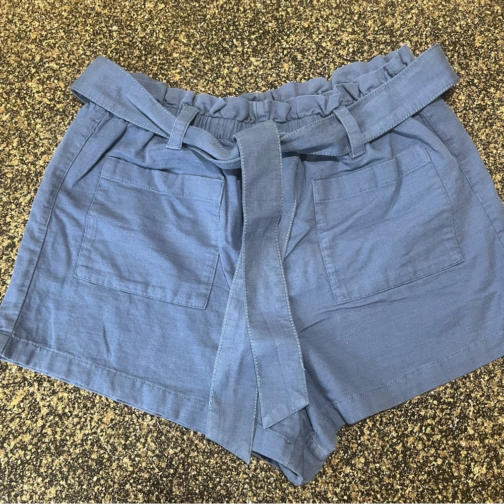 Lauren Conrad blue paper bag shorts